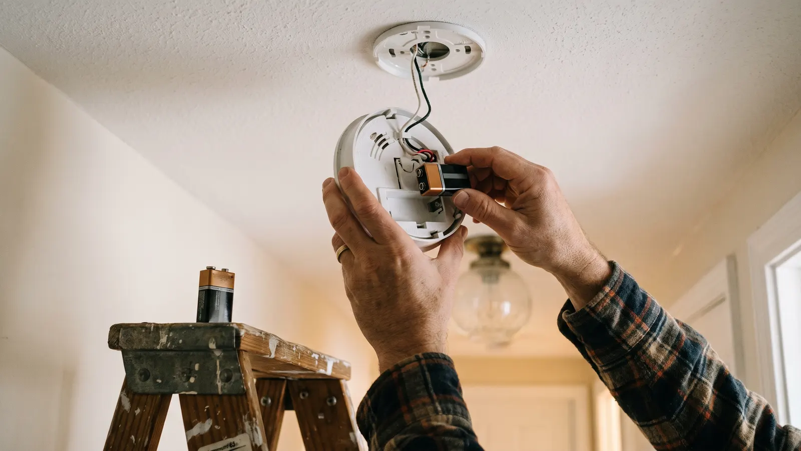 Changing a smoke alarm battery at the daylight saving time change