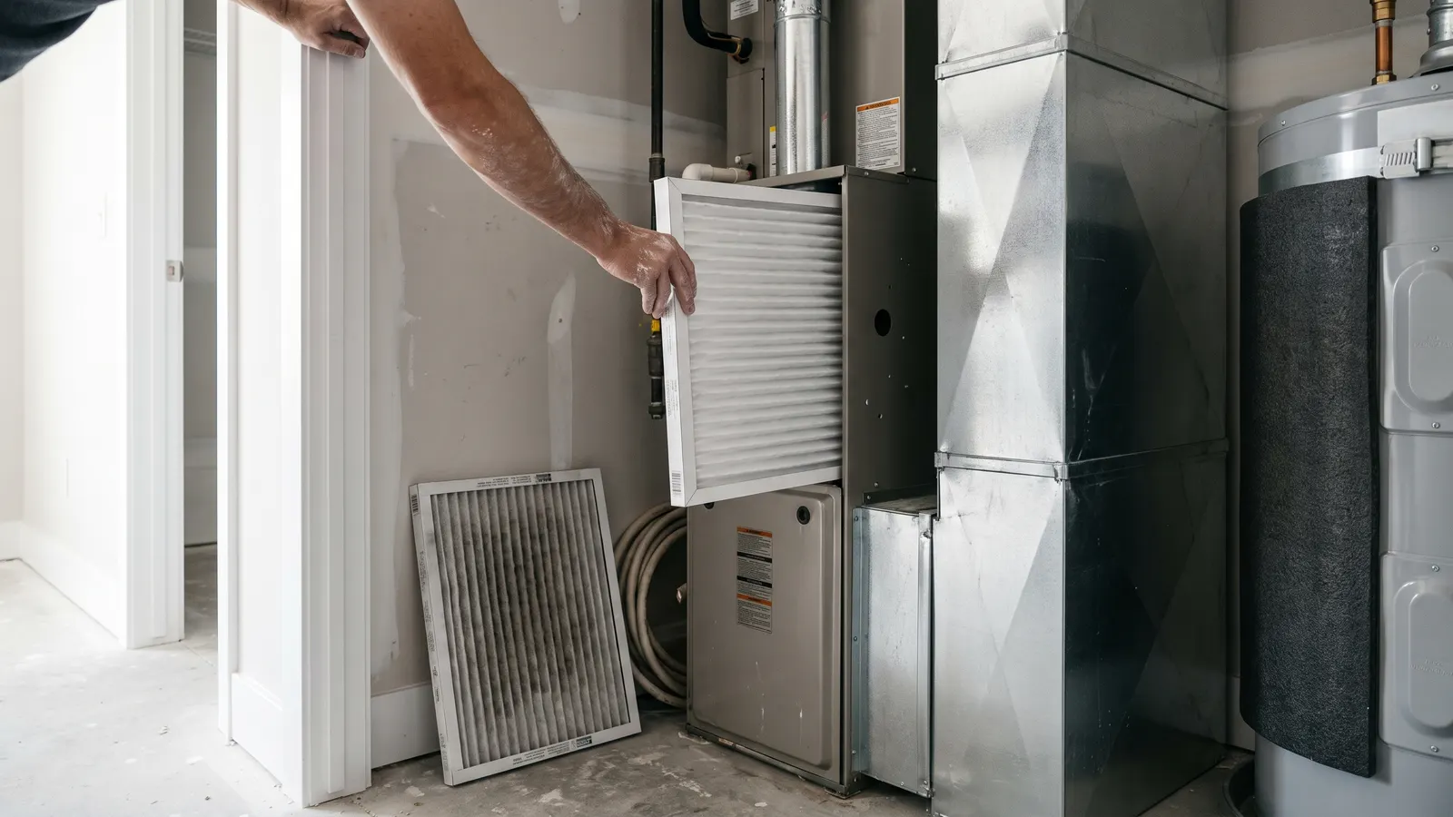 Replacing the HVAC filter in a new build during the first year