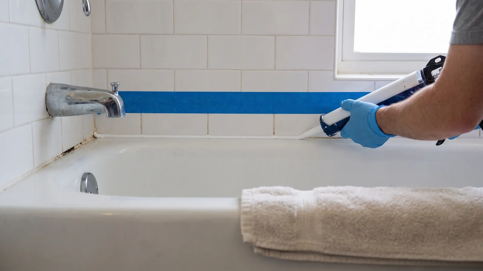 Running a fresh caulk bead around a bathtub before listing a house