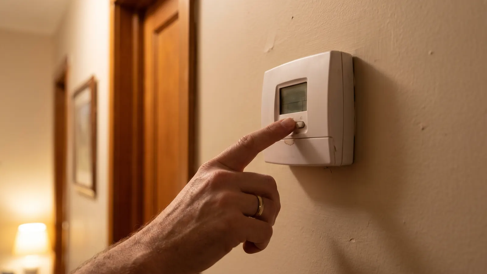 Adjusting a wall thermostat schedule in a hallway